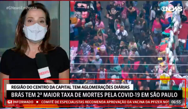 Brás detém a 2ª maior taxa de mortes por Covid-19 em SP, confira na matéria do G1 Brás detém a 2ª maior taxa de mortes por Covid-19 em SP, confira na matéria do G1